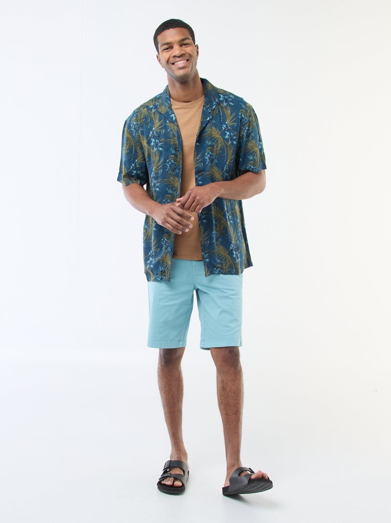 Chemise à manches courtes légère avec motif Bleu - Kiabi