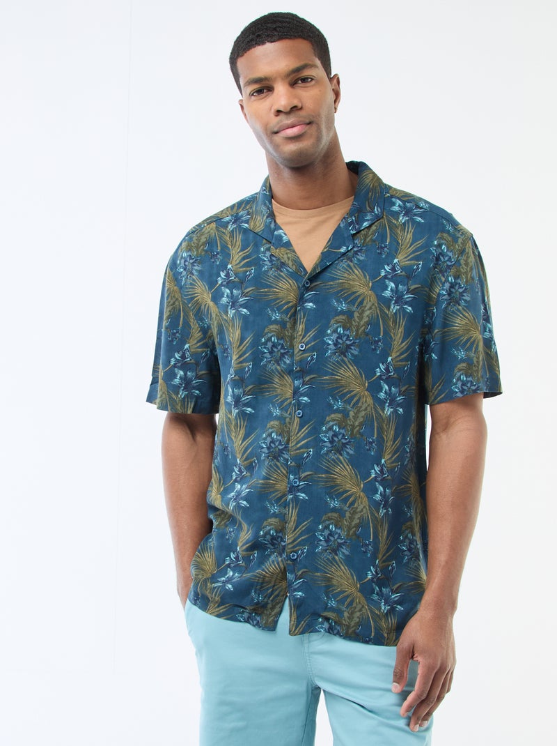 Chemise à manches courtes légère avec motif Bleu - Kiabi