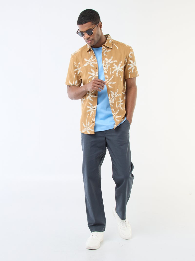 Chemise à manches courtes légère avec motif Marron - Kiabi