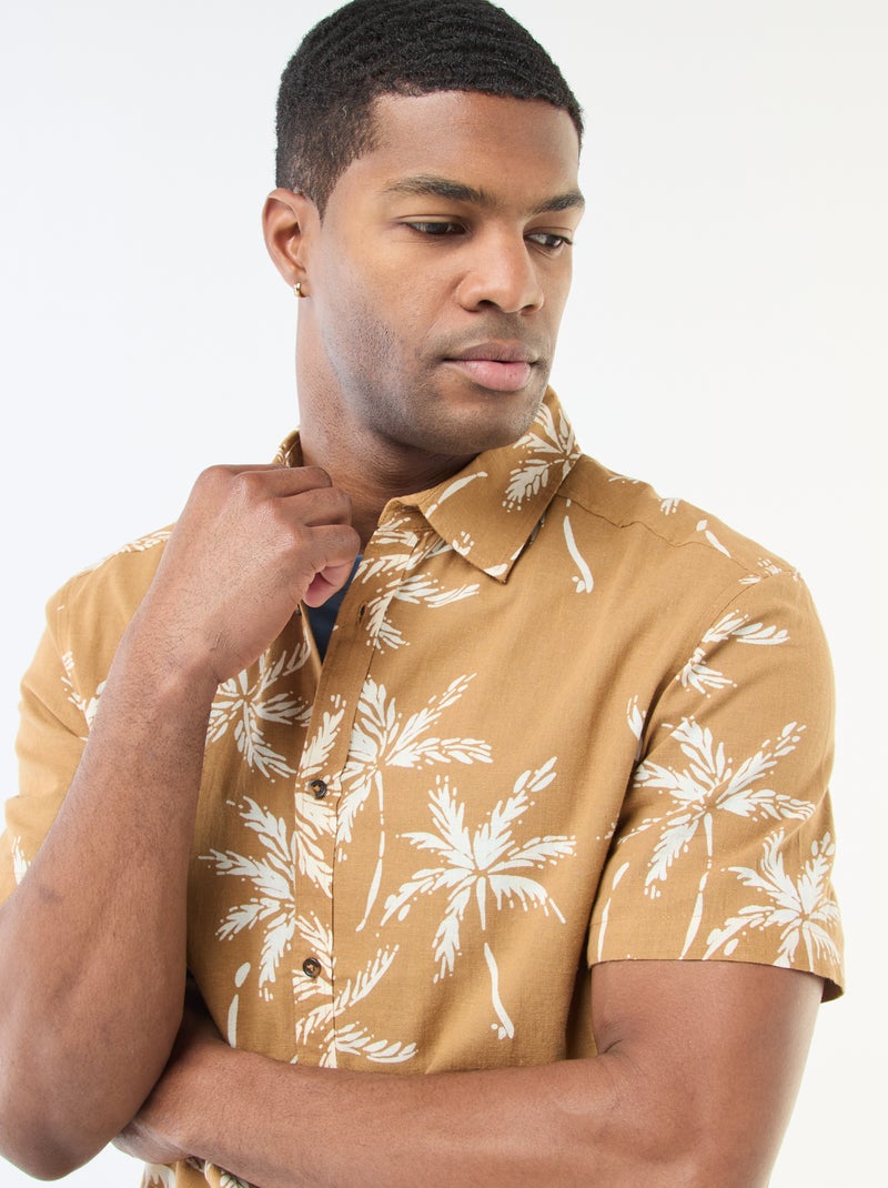 Chemise à manches courtes légère avec motif Marron - Kiabi