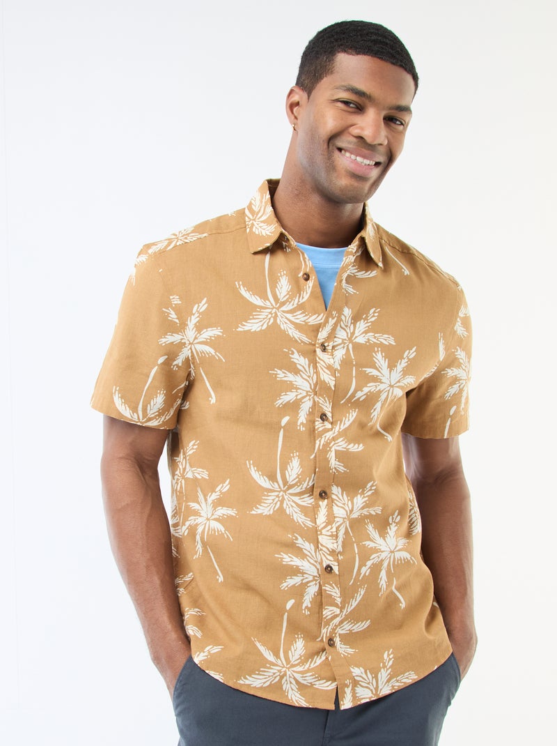 Chemise à manches courtes légère avec motif Marron - Kiabi