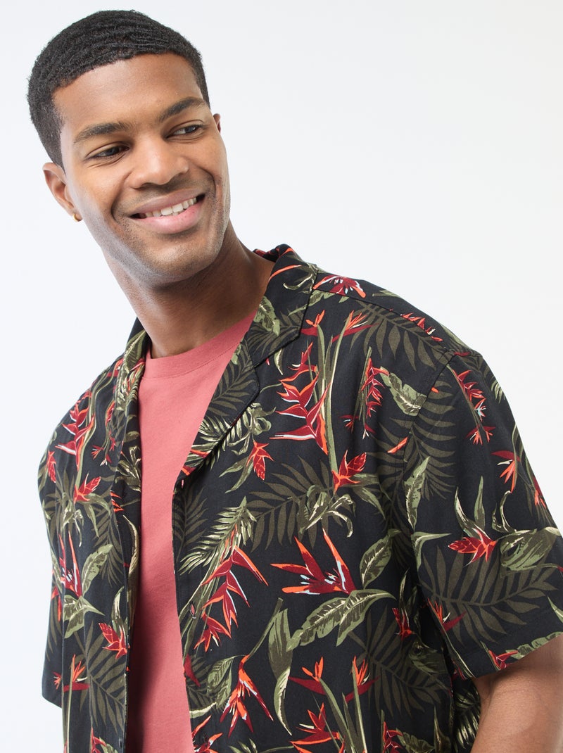 Chemise à manches courtes légère avec motif Noir - Kiabi