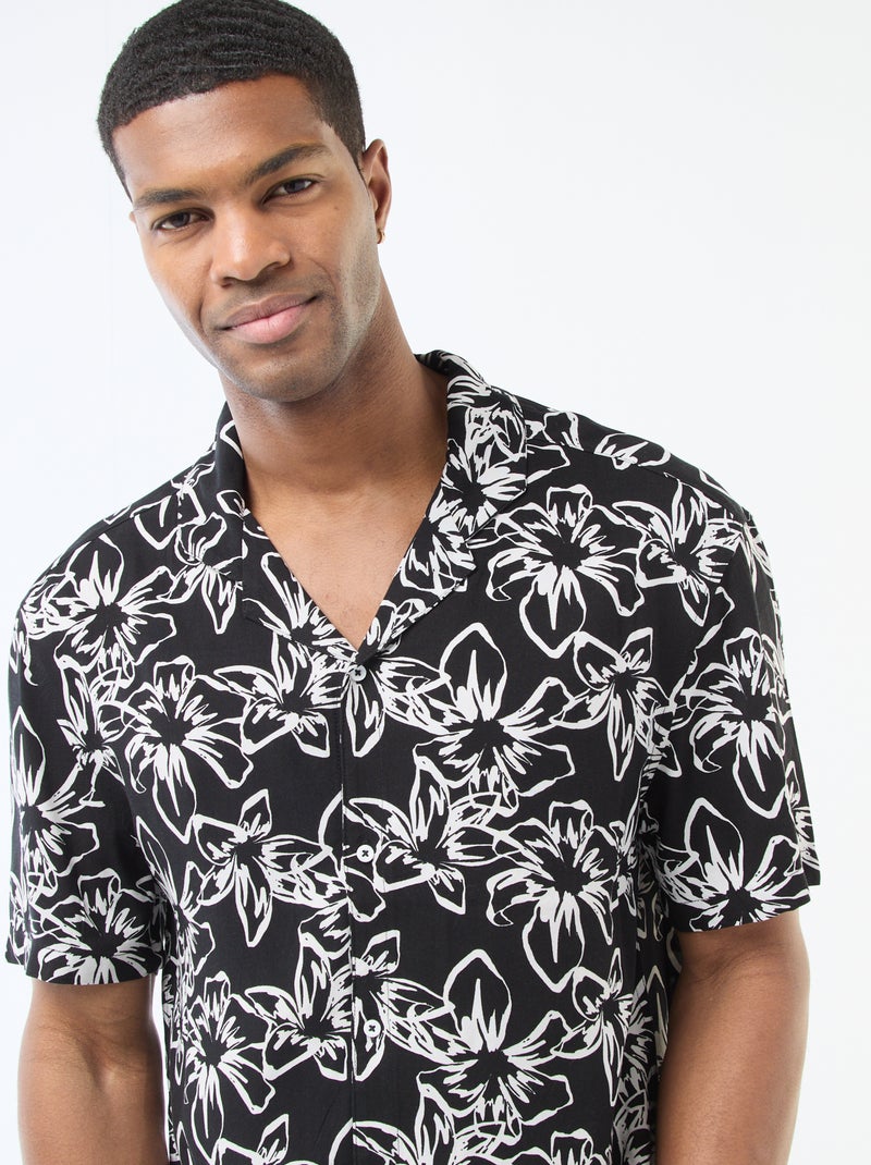 Chemise à manches courtes légère avec motif Noir - Kiabi