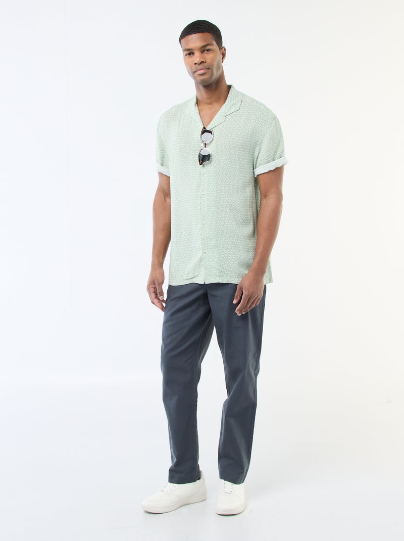 Chemise à manches courtes légère avec motif Vert - Kiabi