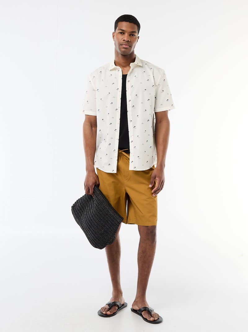 Chemise à manches courtes ouverture boutonnée Blanc - Kiabi