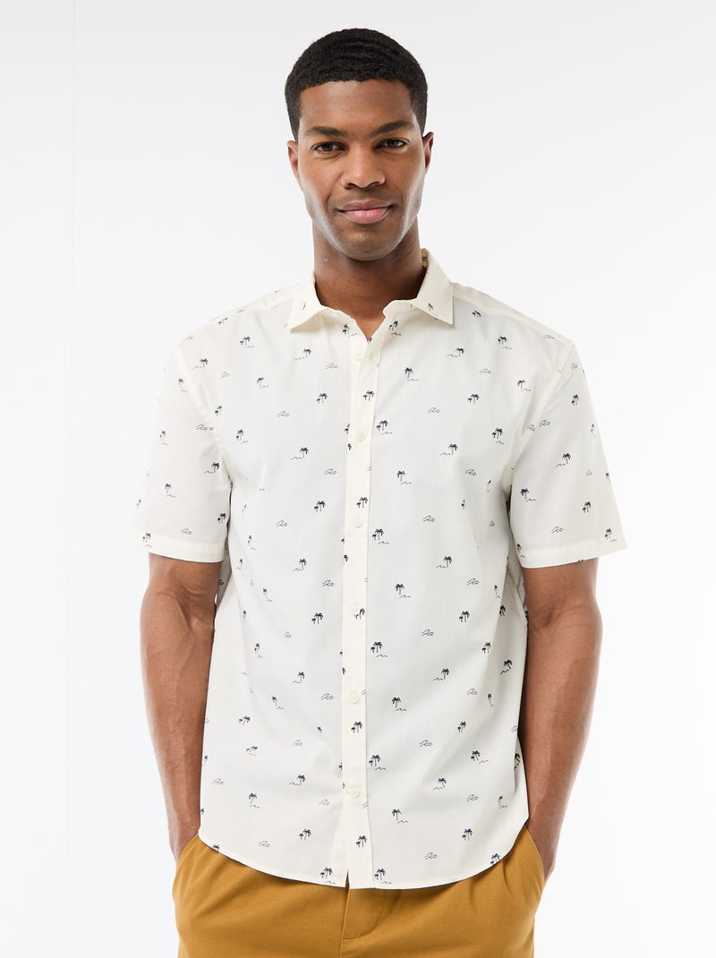 Chemise à manches courtes ouverture boutonnée Blanc - Kiabi