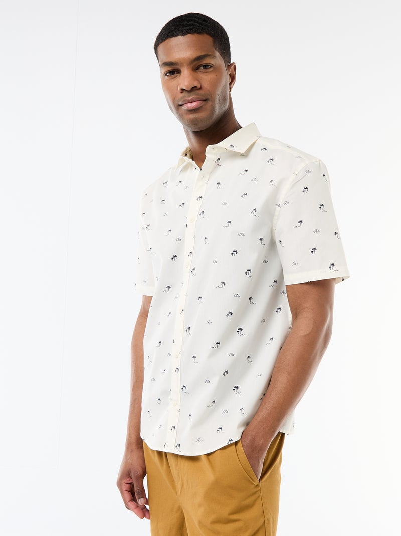 Chemise à manches courtes ouverture boutonnée Blanc - Kiabi