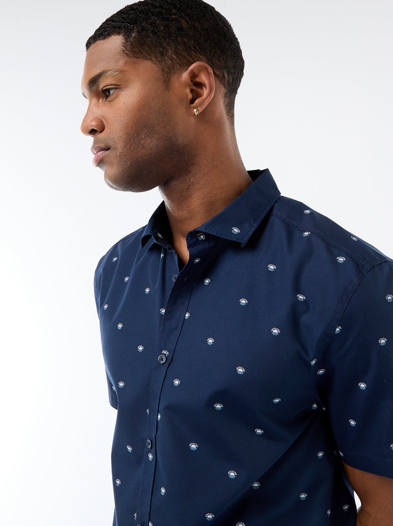 Chemise à manches courtes ouverture boutonnée Bleu - Kiabi