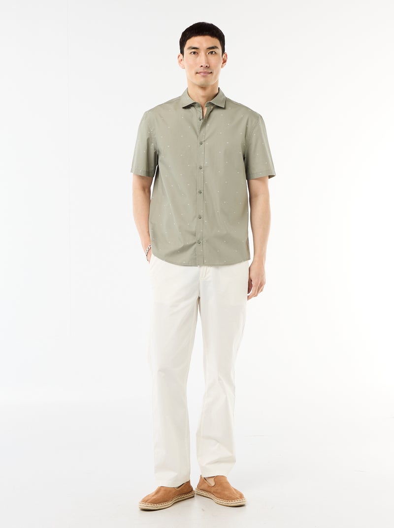 Chemise à manches courtes ouverture boutonnée Vert - Kiabi