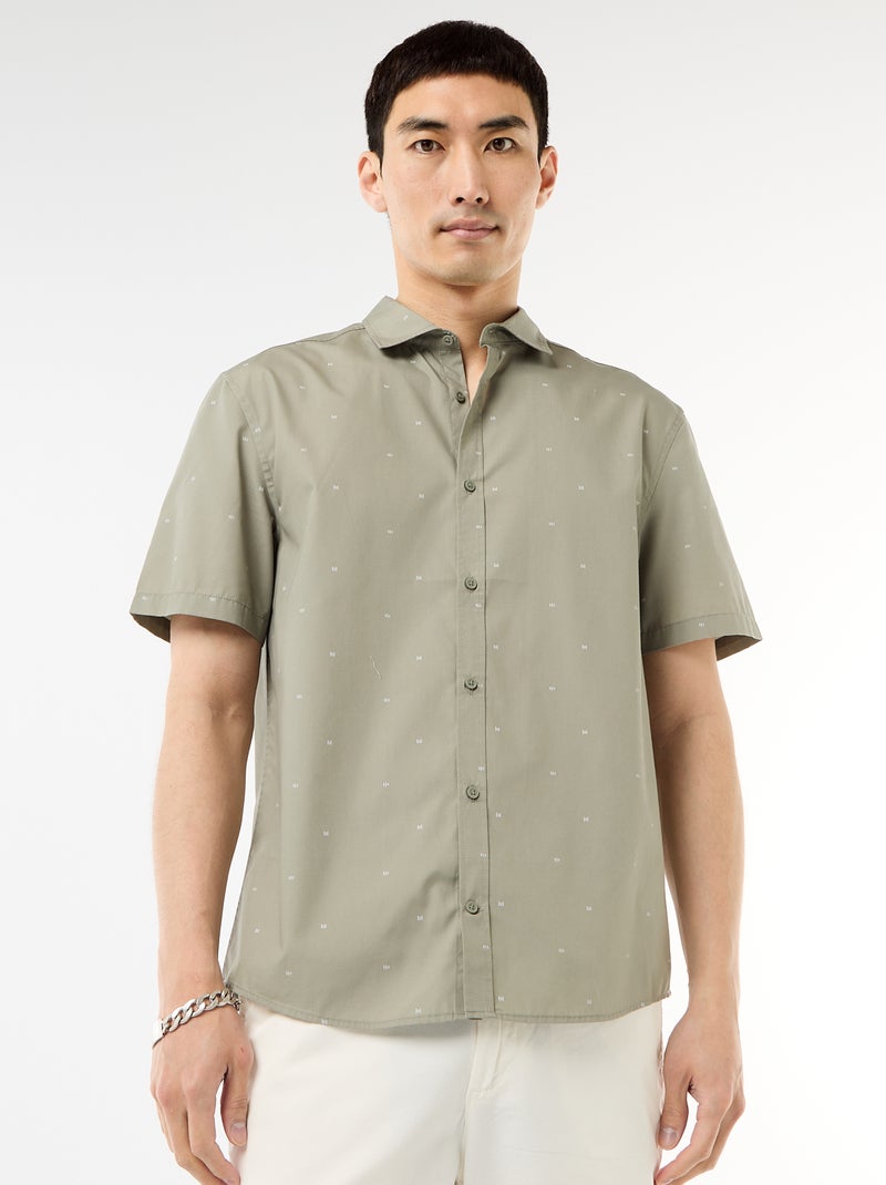 Chemise à manches courtes ouverture boutonnée Vert - Kiabi