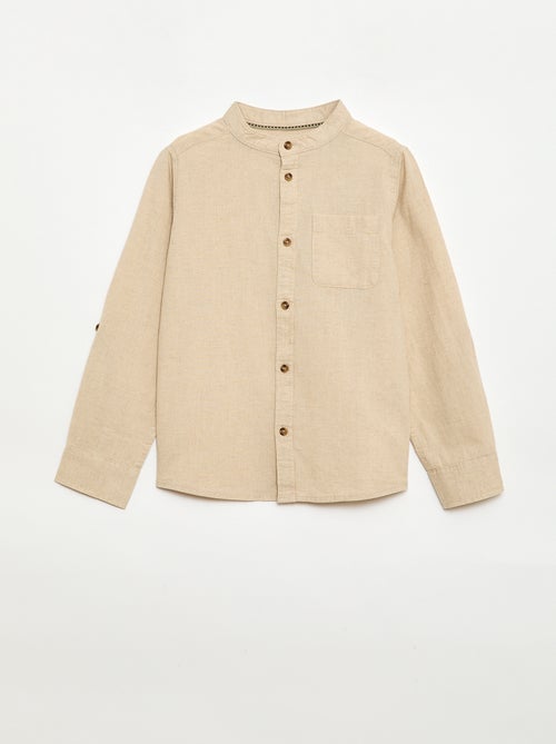 Chemise à manches longues en lin et coton - Kiabi