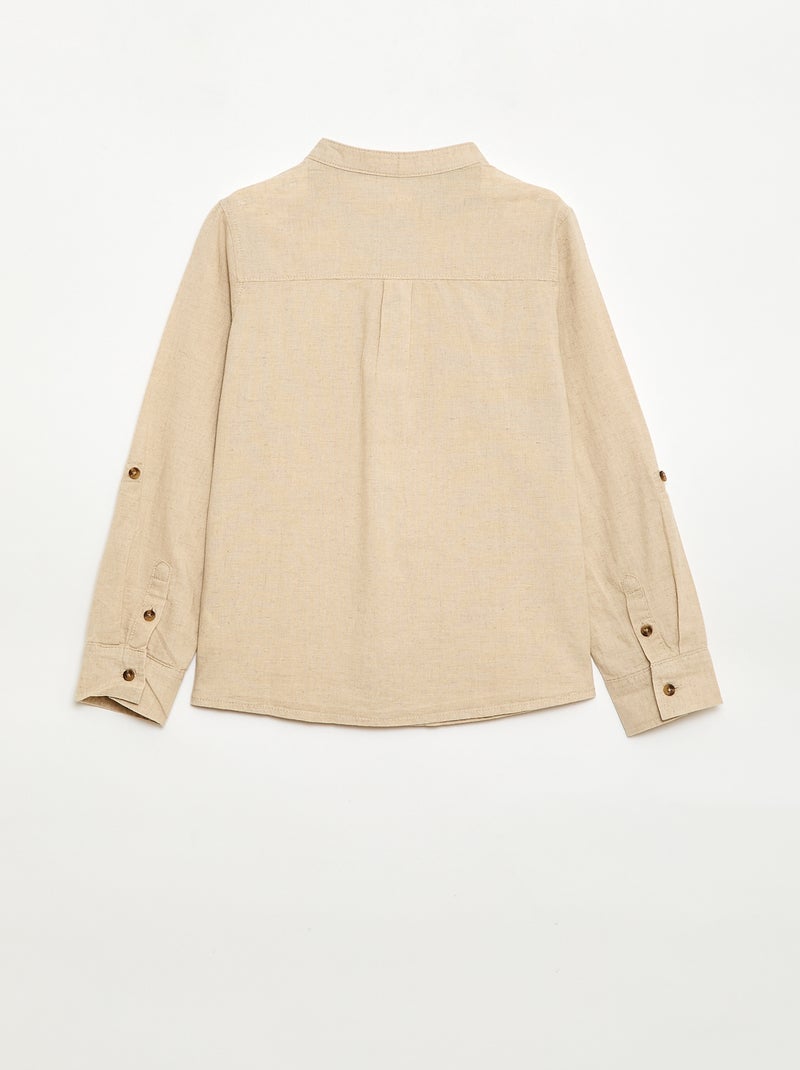 Chemise à manches longues en lin et coton Blanc - Kiabi