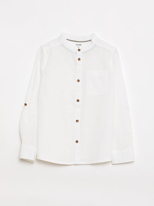 Chemise à manches longues en lin et coton - Kiabi