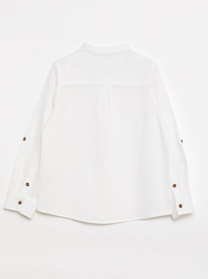 Chemise à manches longues en lin et coton Blanc - Kiabi