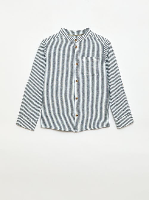 Chemise à manches longues en lin et coton - Kiabi