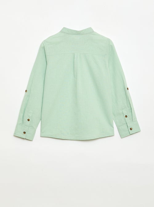 Chemise à manches longues en lin et coton - Kiabi