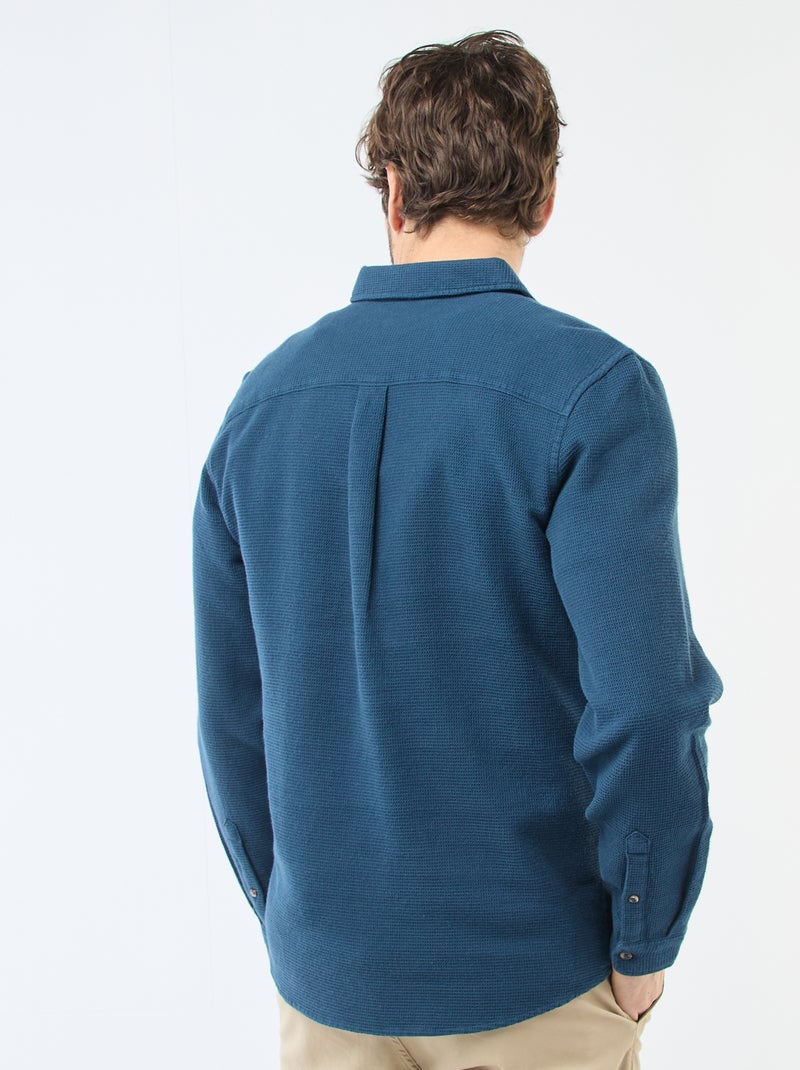 Chemise à manches longues en matière gaufrée Bleu - Kiabi