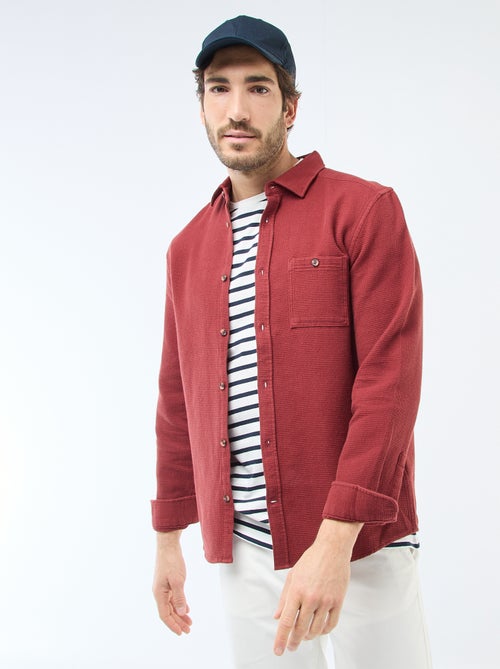 Chemise à manches longues en matière gaufrée - Kiabi