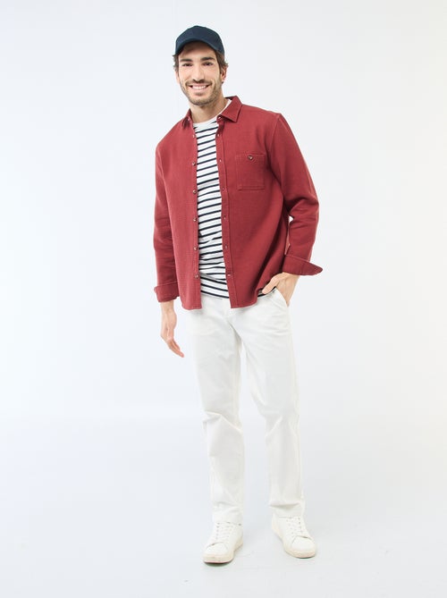 Chemise à manches longues en matière gaufrée - Kiabi