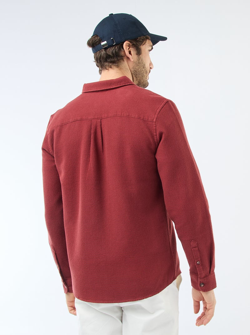 Chemise à manches longues en matière gaufrée Rouge - Kiabi
