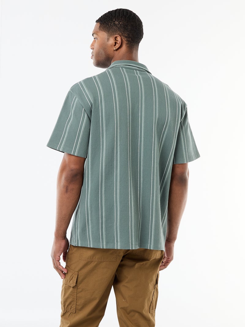 Chemise à rayures à manches courtes Bleu - Kiabi