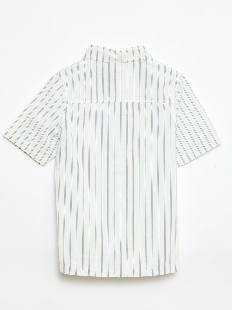 Chemise à rayures manches courtes en coton Beige - Kiabi