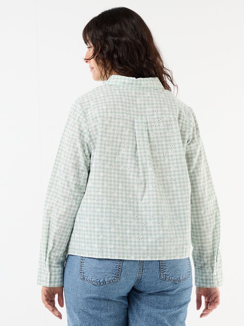 Chemise avec broderie anglaise et détails ondulés - Kiabi