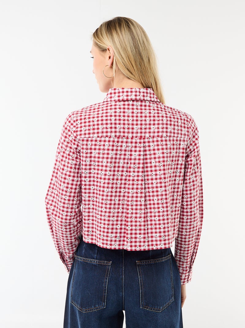 Chemise avec broderies all over Rouge - Kiabi