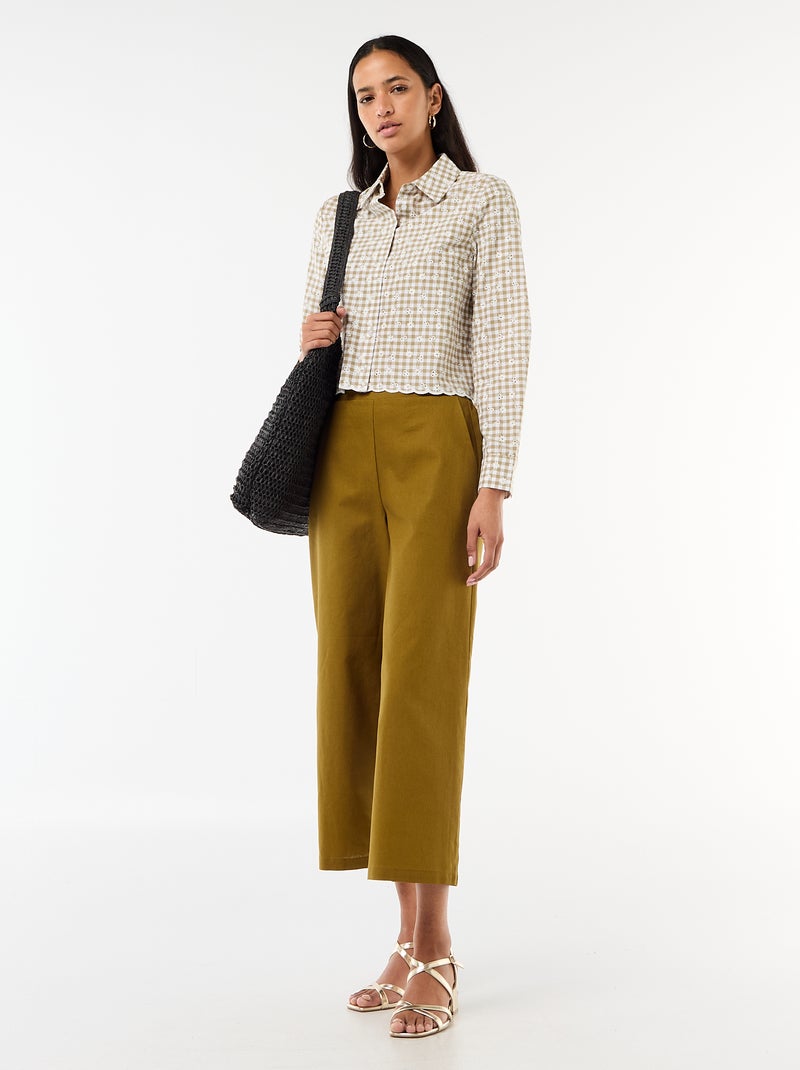 Chemise avec broderies all over Vert - Kiabi