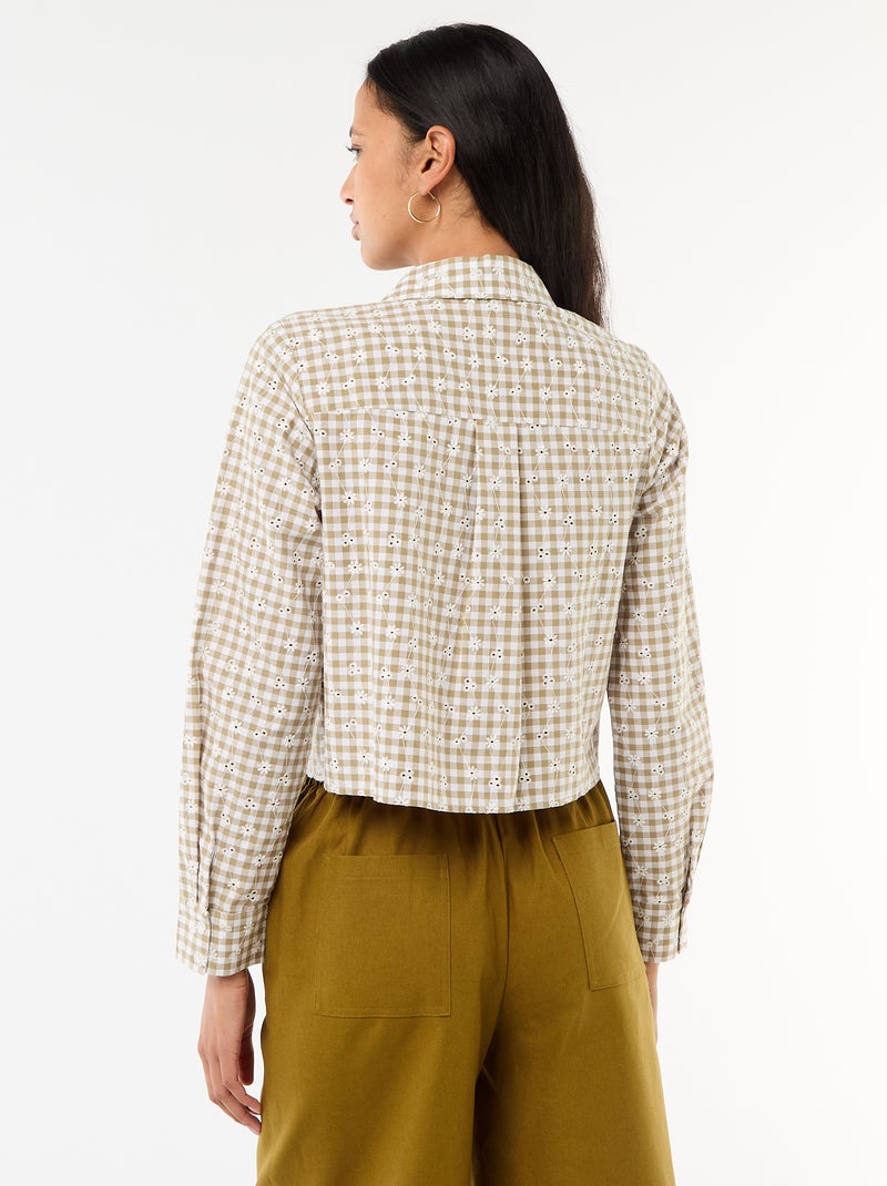 Chemise avec broderies all over Vert - Kiabi