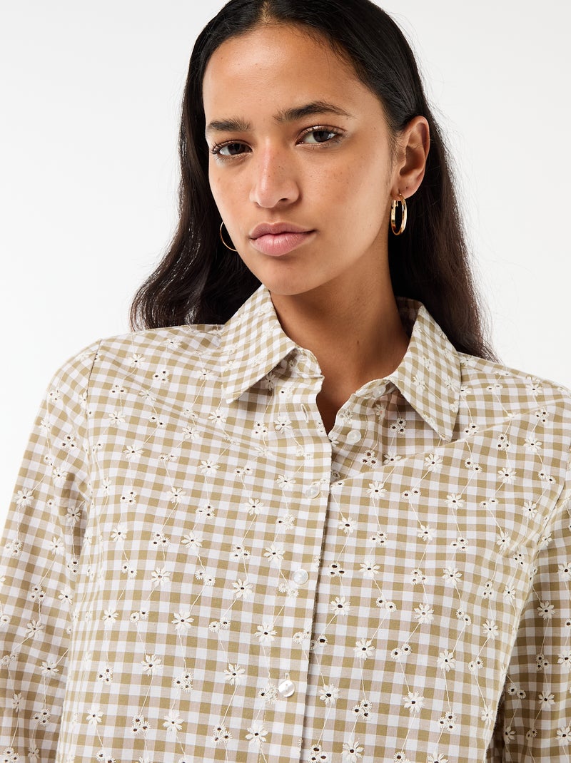 Chemise avec broderies all over Vert - Kiabi