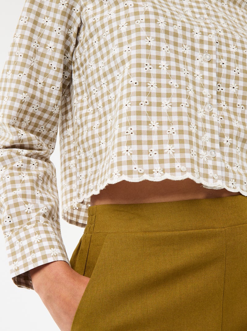 Chemise avec broderies all over Vert - Kiabi