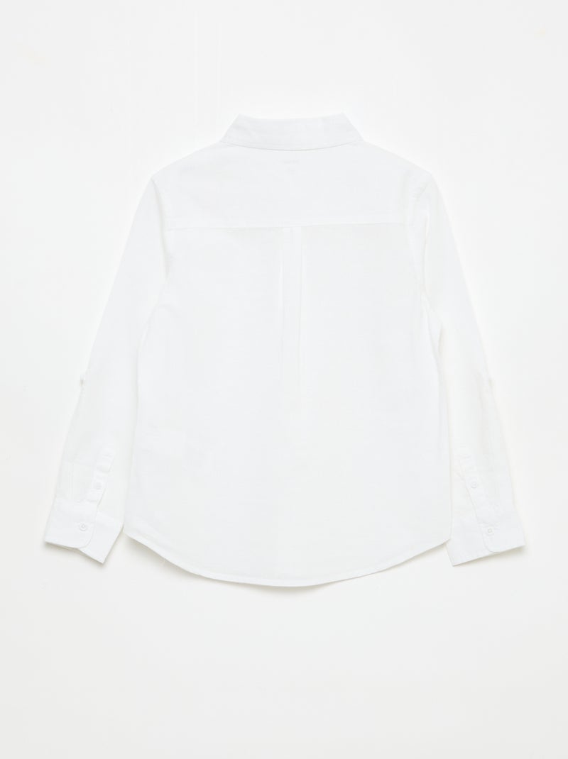 Chemise avec poche et manches retroussables Blanc - Kiabi