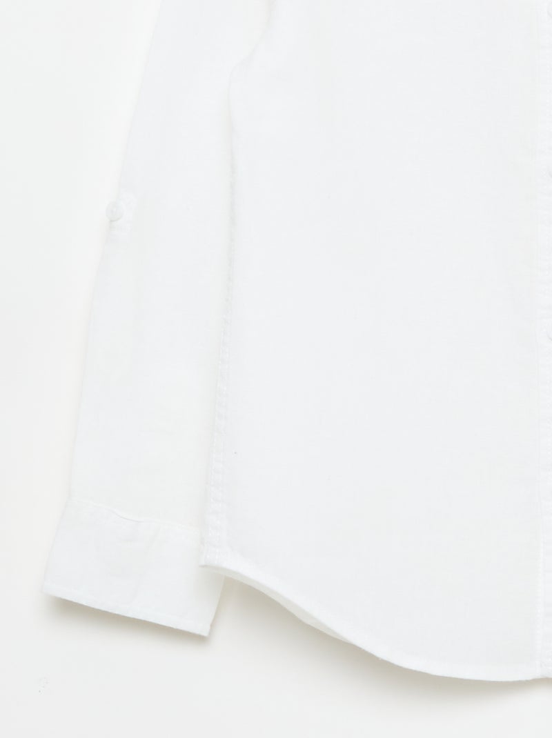 Chemise avec poche et manches retroussables Blanc - Kiabi