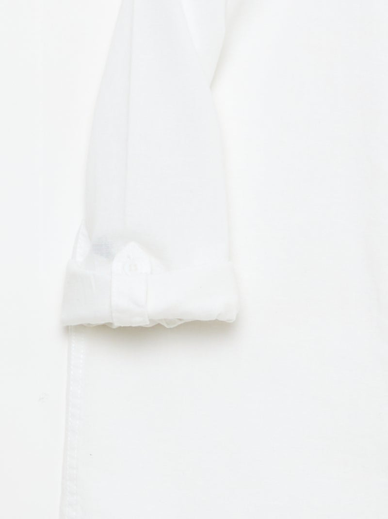 Chemise avec poche et manches retroussables Blanc - Kiabi