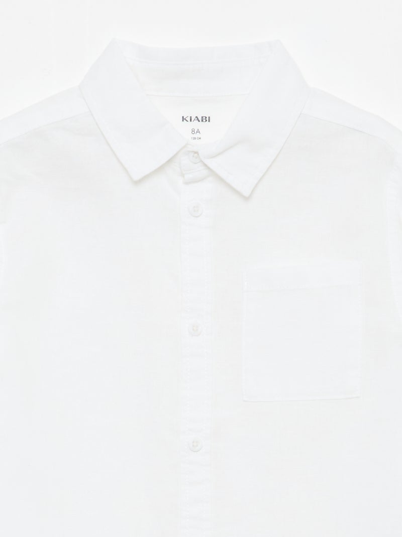 Chemise avec poche et manches retroussables Blanc - Kiabi