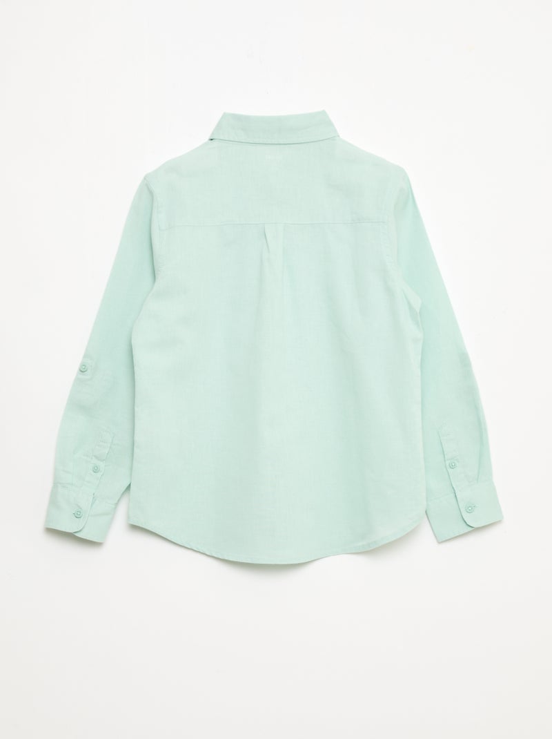 Chemise avec poche et manches retroussables Bleu - Kiabi