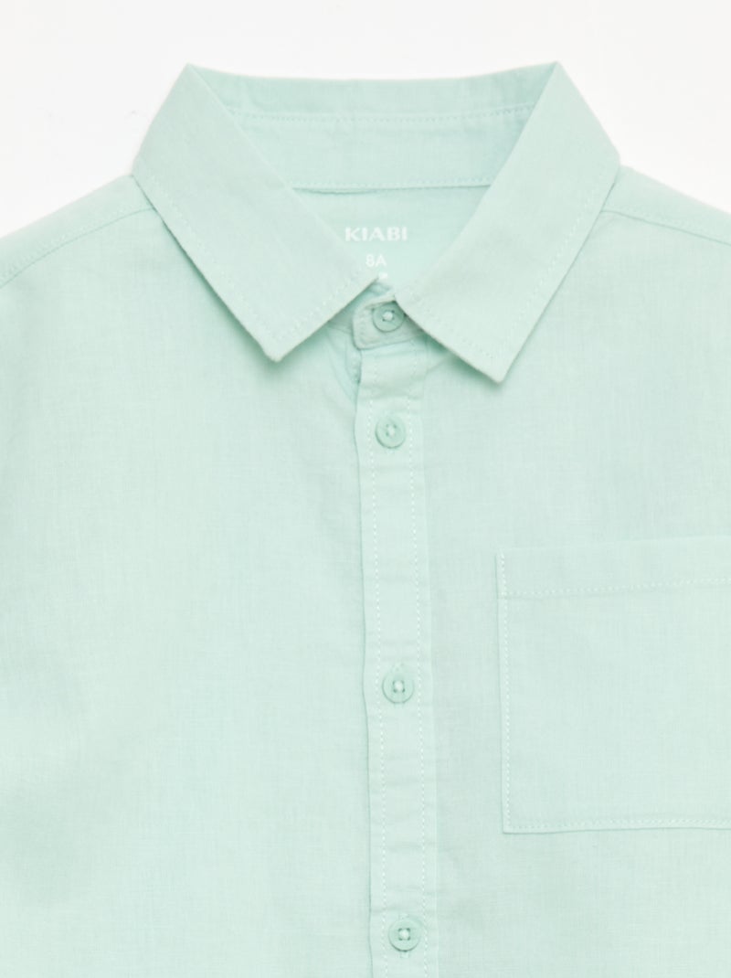 Chemise avec poche et manches retroussables Bleu - Kiabi