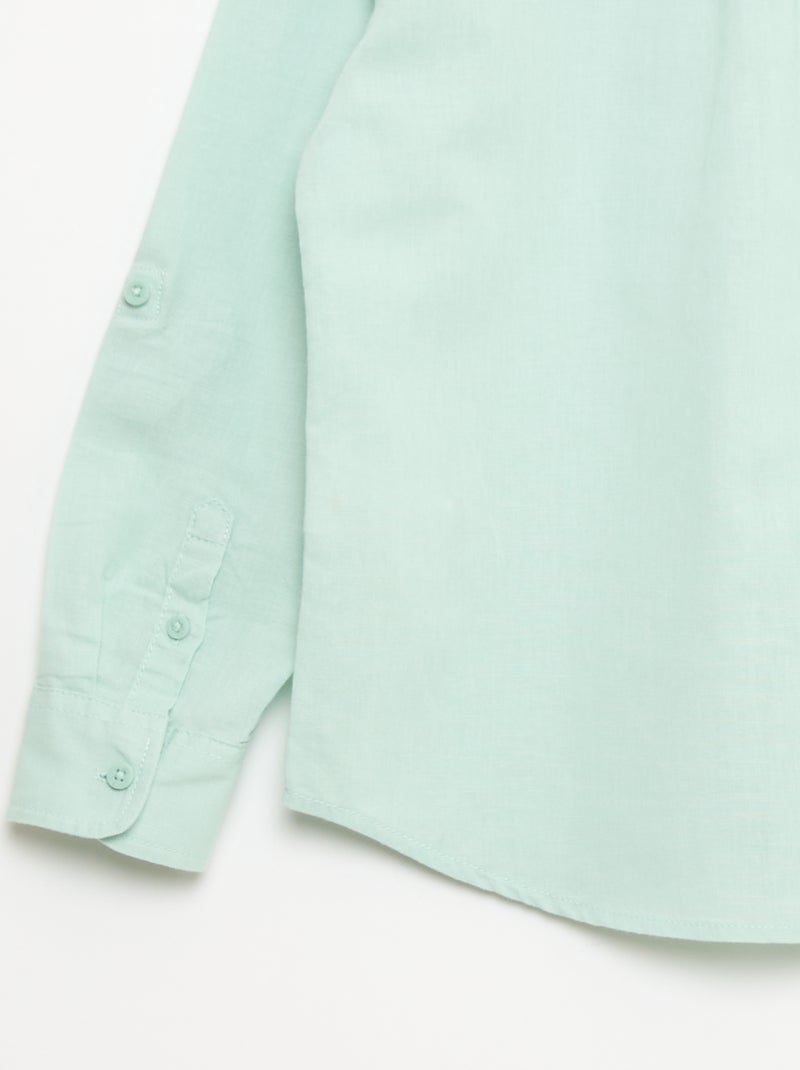 Chemise avec poche et manches retroussables Bleu - Kiabi