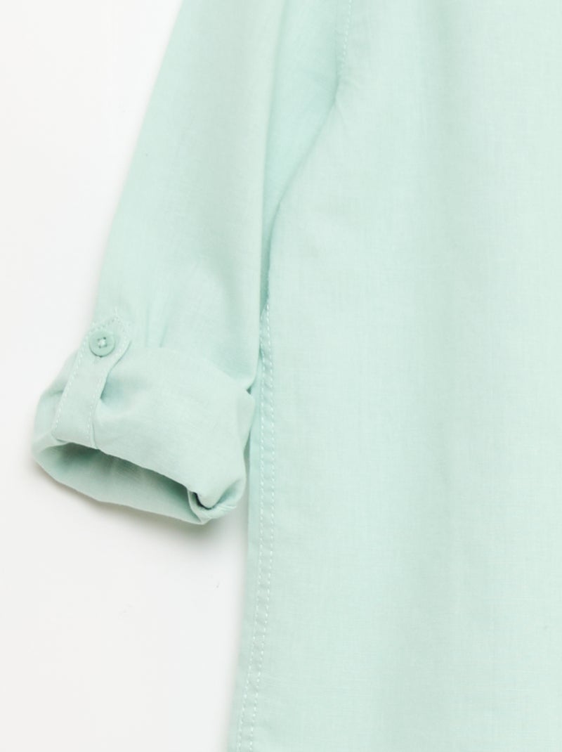 Chemise avec poche et manches retroussables Bleu - Kiabi