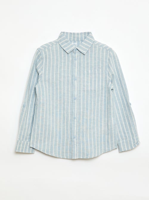 Chemise avec poche et manches retroussables - Kiabi