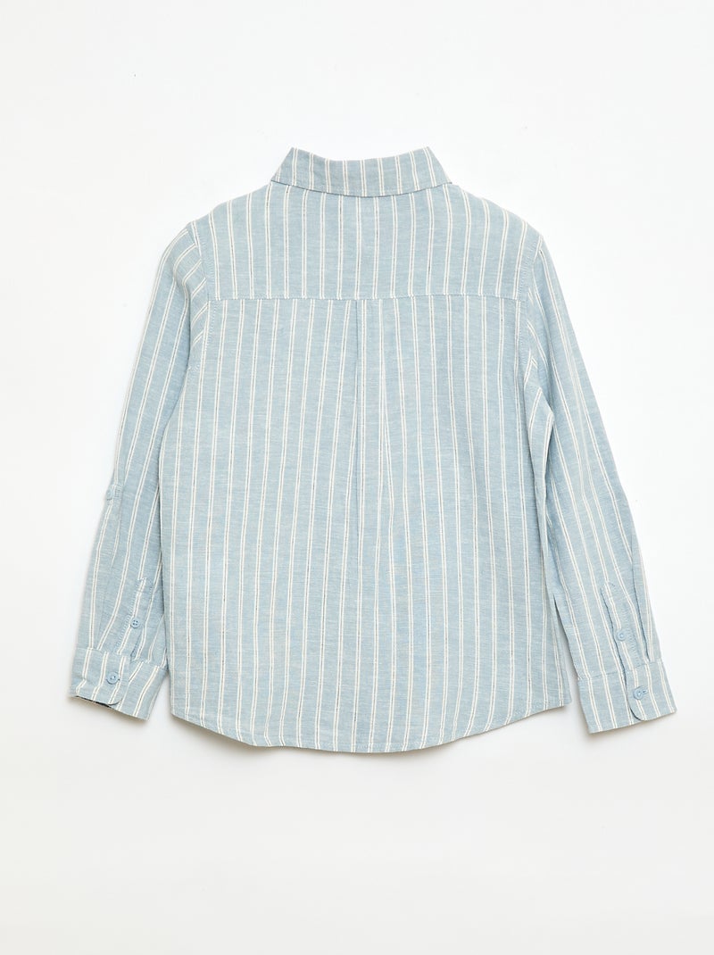 Chemise avec poche et manches retroussables Bleu - Kiabi