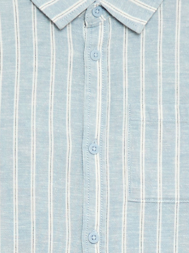 Chemise avec poche et manches retroussables Bleu - Kiabi