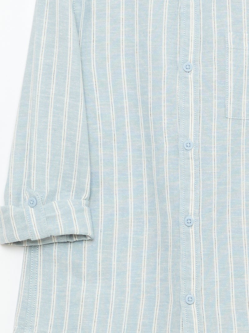Chemise avec poche et manches retroussables Bleu - Kiabi