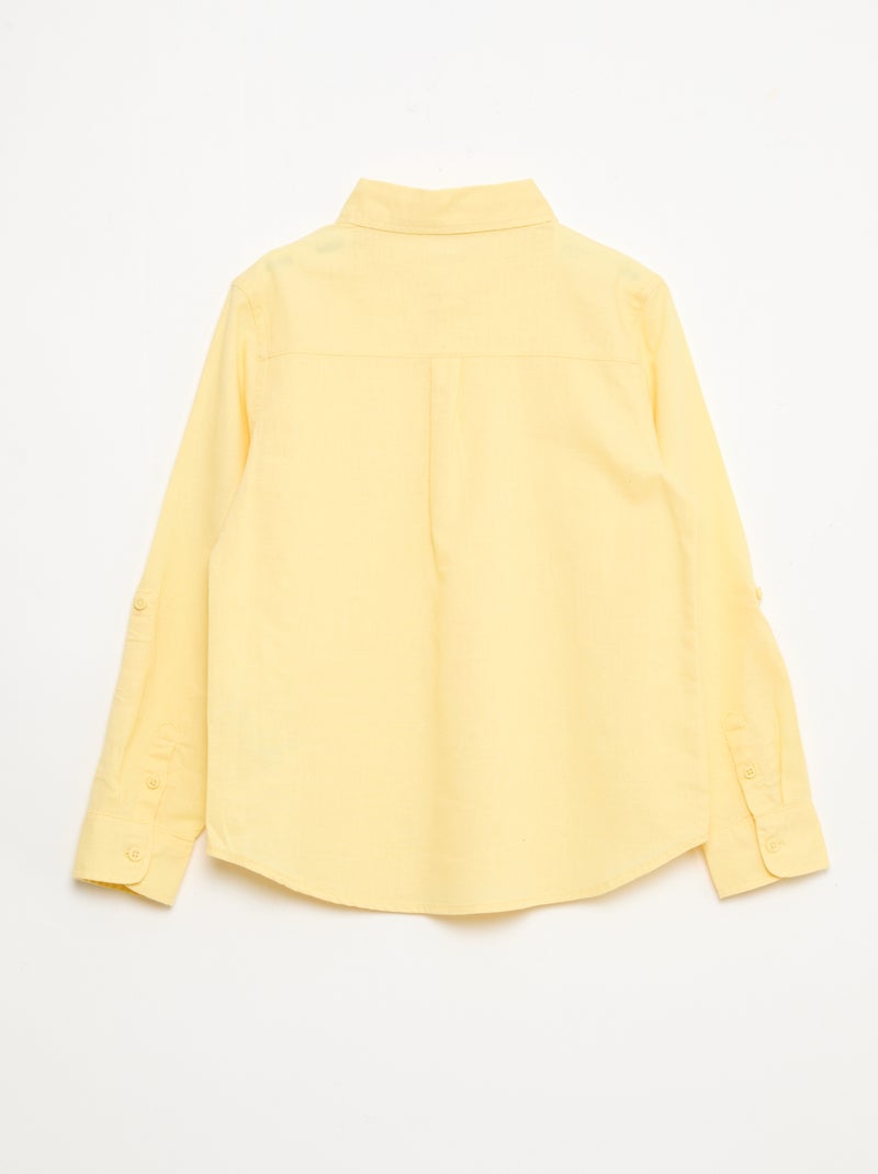 Chemise avec poche et manches retroussables Jaune - Kiabi