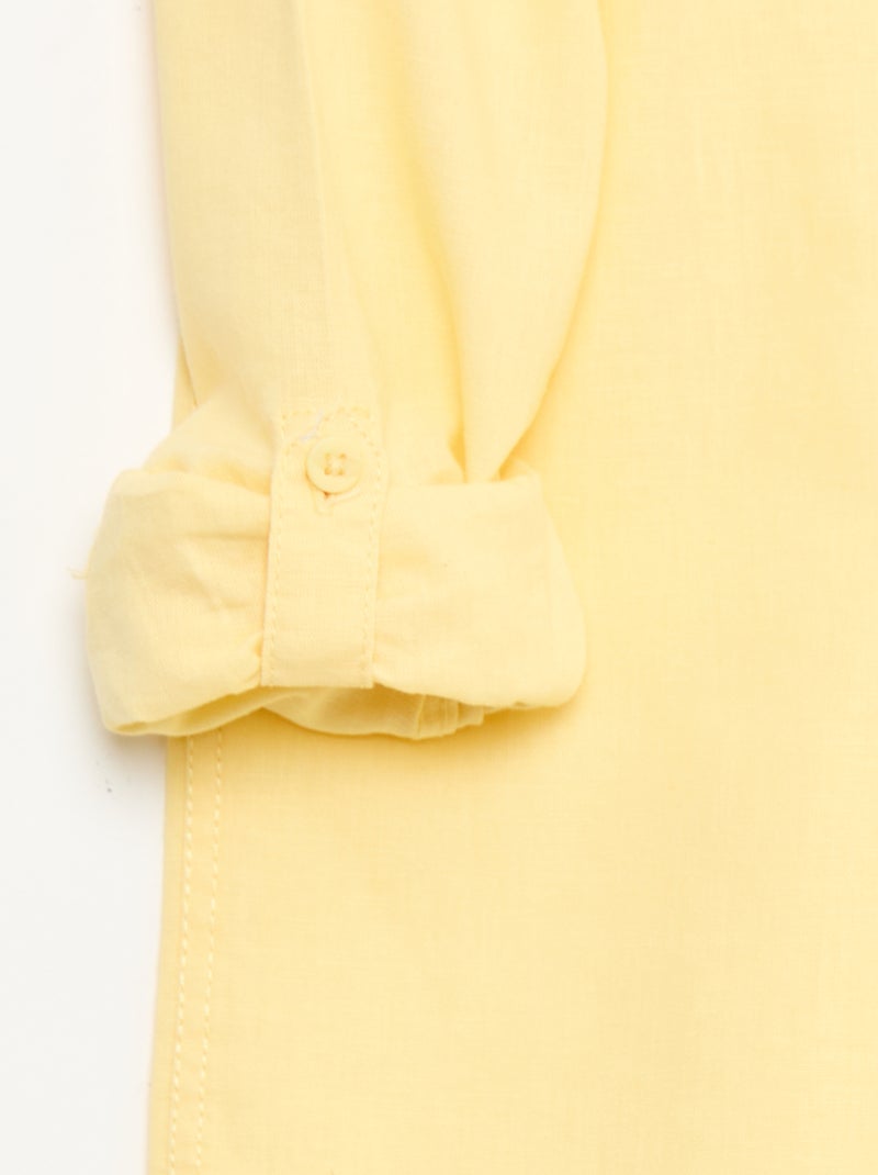 Chemise avec poche et manches retroussables Jaune - Kiabi