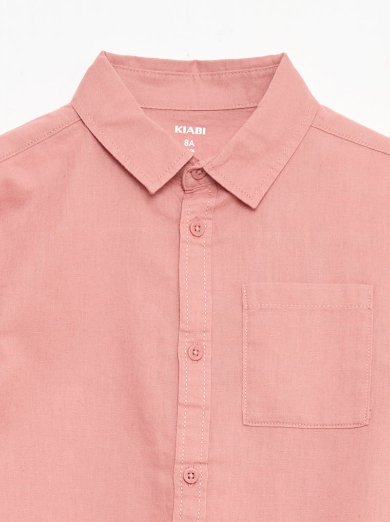 Chemise avec poche et manches retroussables Rose - Kiabi