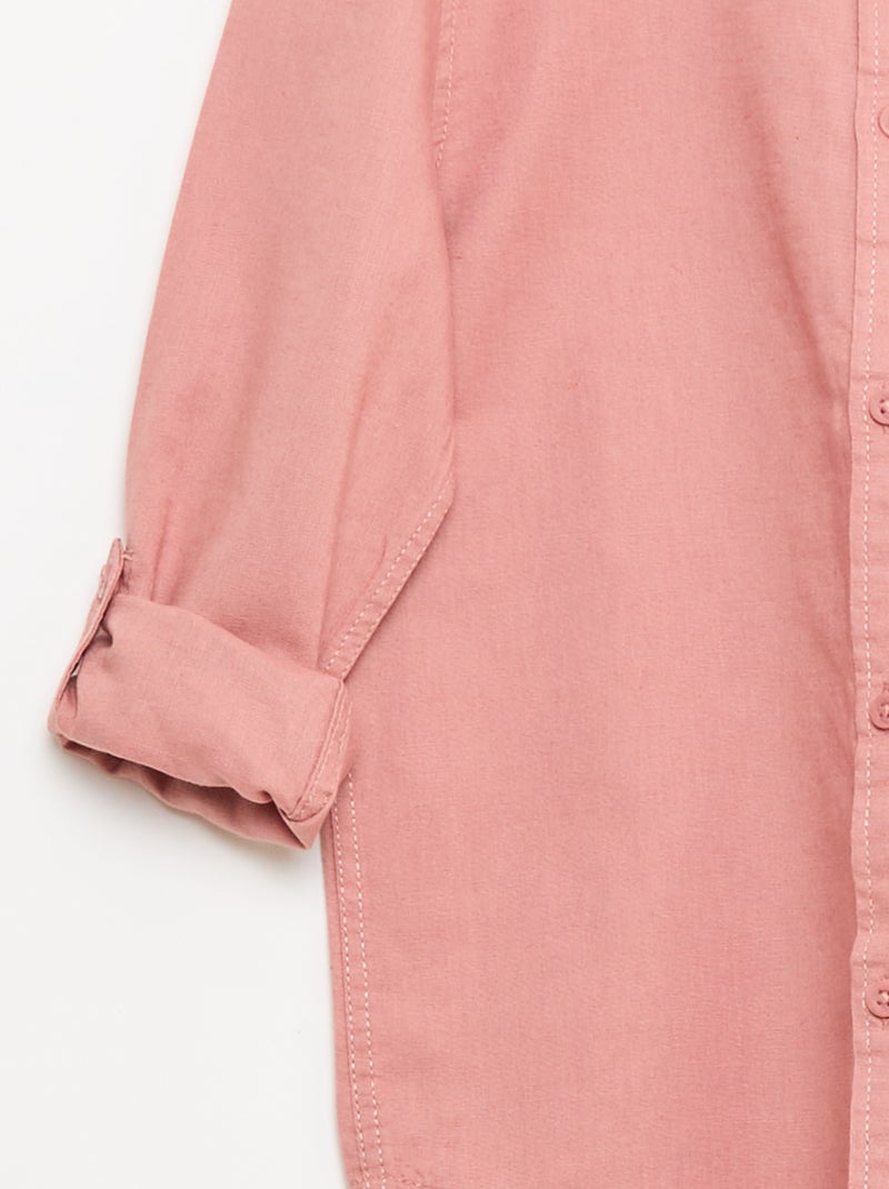 Chemise avec poche et manches retroussables Rose - Kiabi