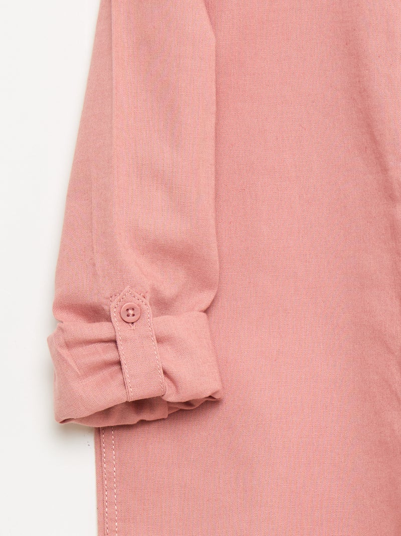 Chemise avec poche et manches retroussables Rose - Kiabi