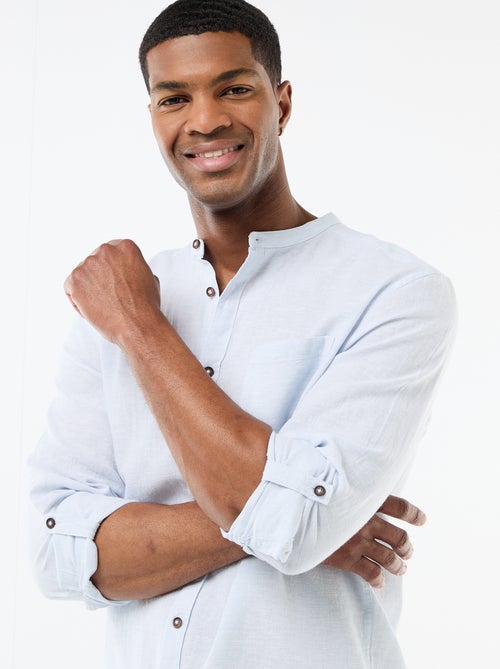 Chemise col mao avec lin - Kiabi